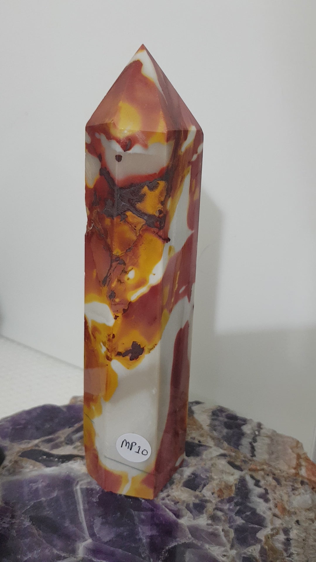 Mookaite crystal point tower polished Australian jasper standing point with natural earthy colours