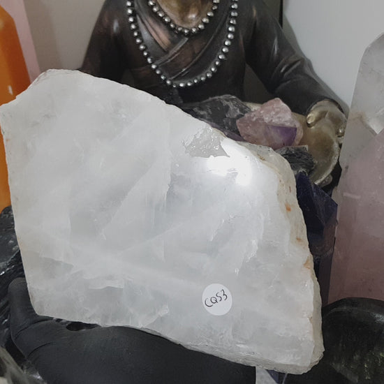 Polished Clear Quartz Crystal Slice Madagascar Display Piece 17cm