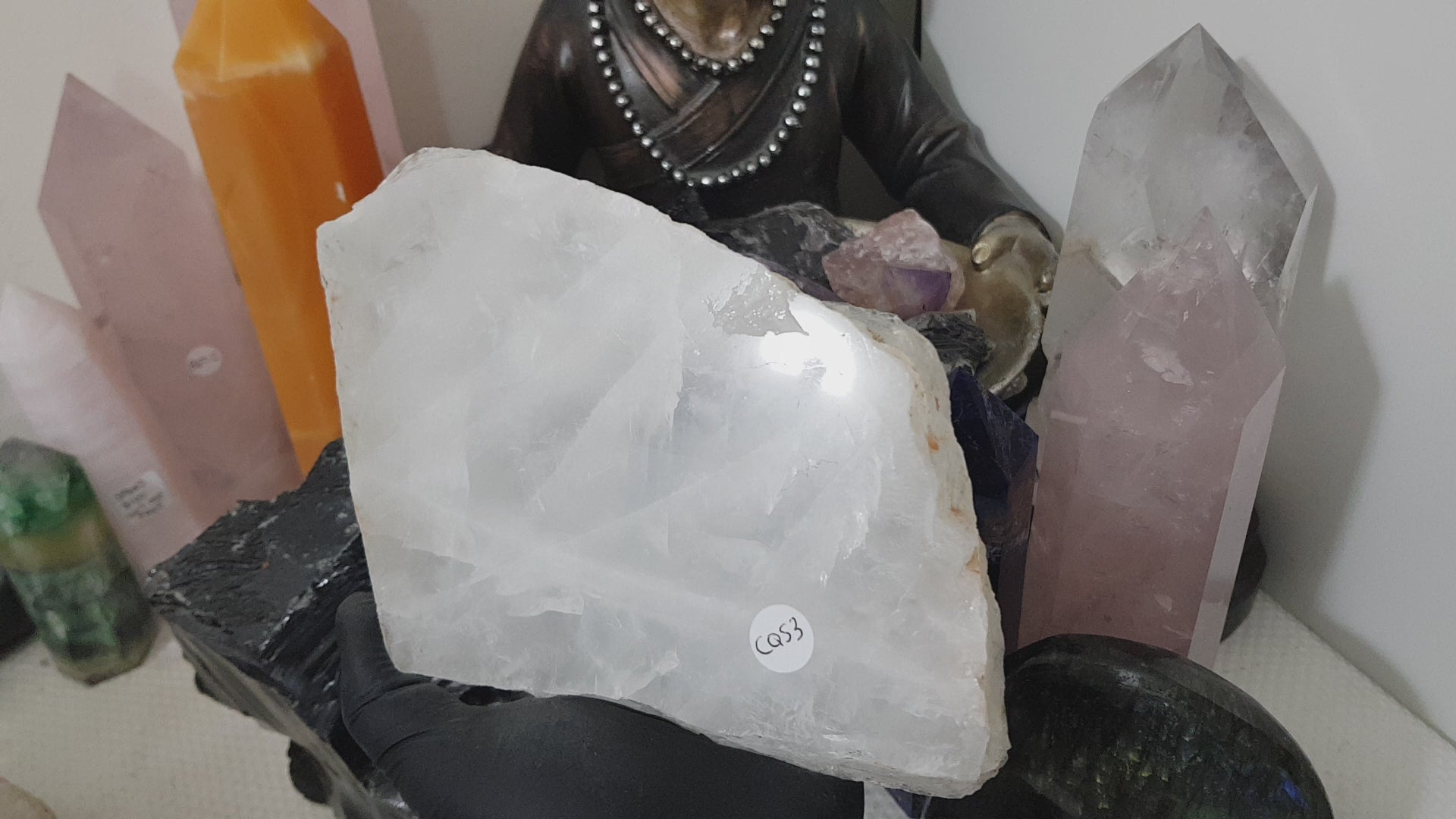 Polished Clear Quartz Crystal Slice Madagascar Display Piece 17cm