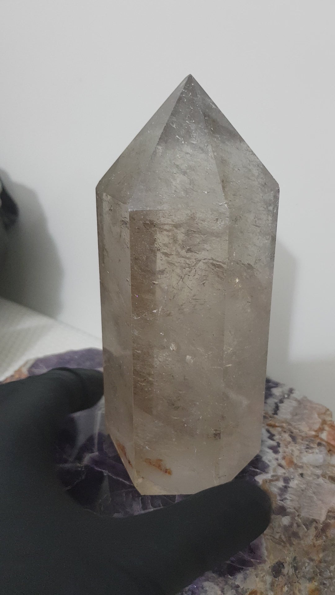 Smoky Quartz crystal point tower polished Brazil smoky brown standing point 14cm