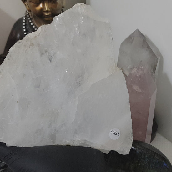 Polished Clear Quartz Crystal Slice Madagascar Display Piece 18.5cm