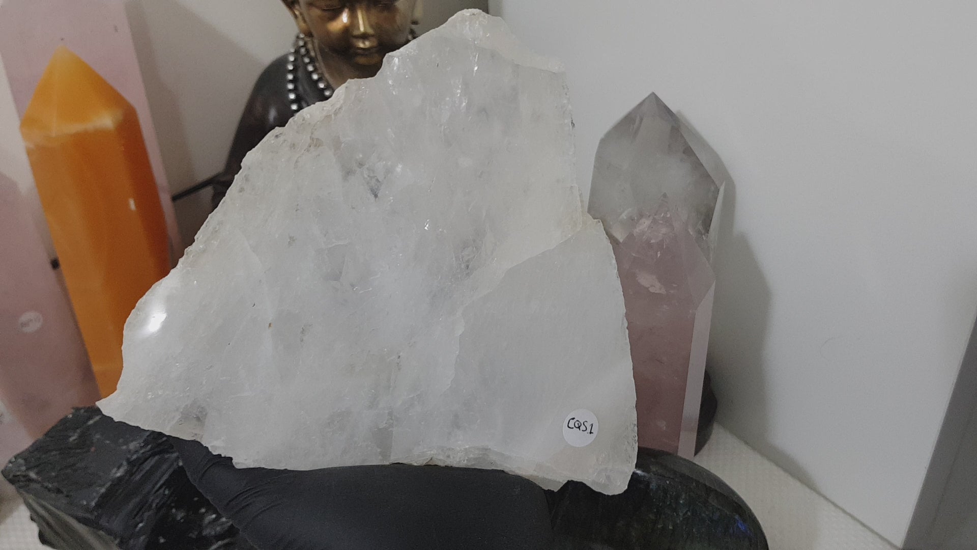 Polished Clear Quartz Crystal Slice Madagascar Display Piece 18.5cm