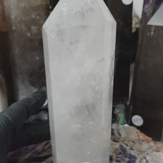 Polished Brazilian Clear quartz crystal point tower 17cm