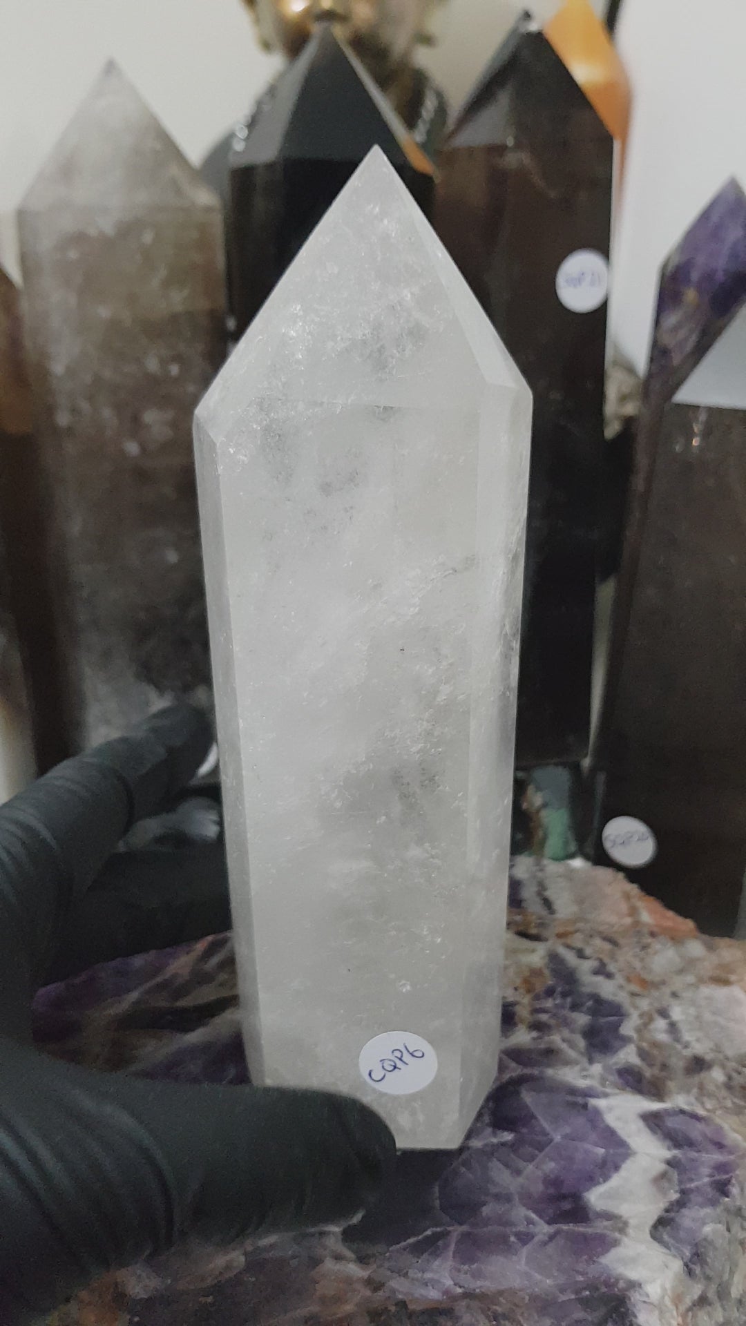 Polished Brazilian Clear quartz crystal point tower 17cm