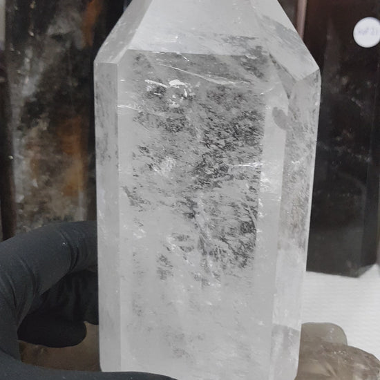 Polished Brazilian Clear quartz crystal point tower 15.5cm
