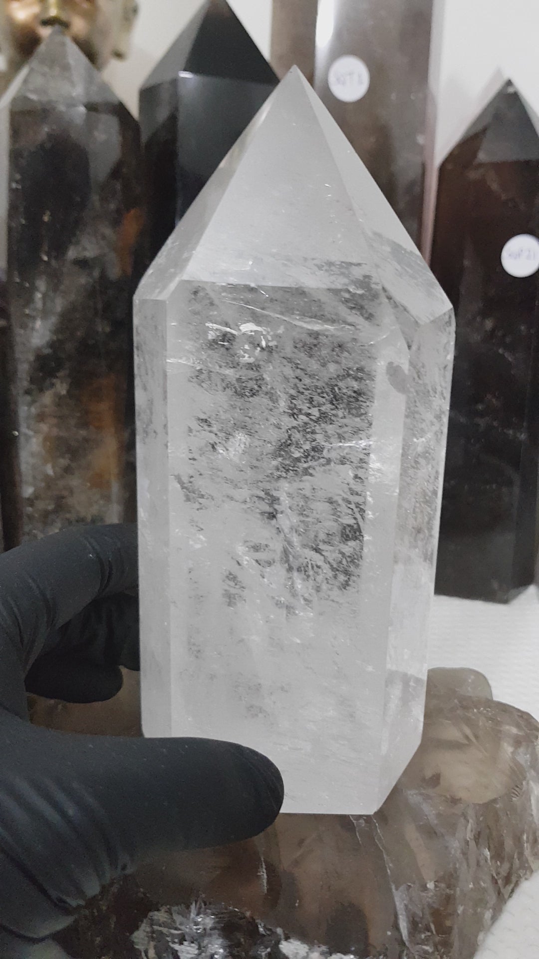 Polished Brazilian Clear quartz crystal point tower 15.5cm