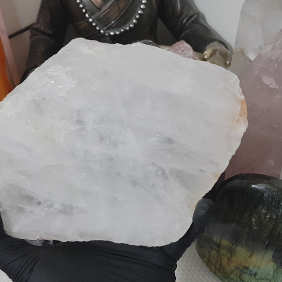 Polished Clear Quartz Crystal Slice Madagascar Display Piece 17.5cm