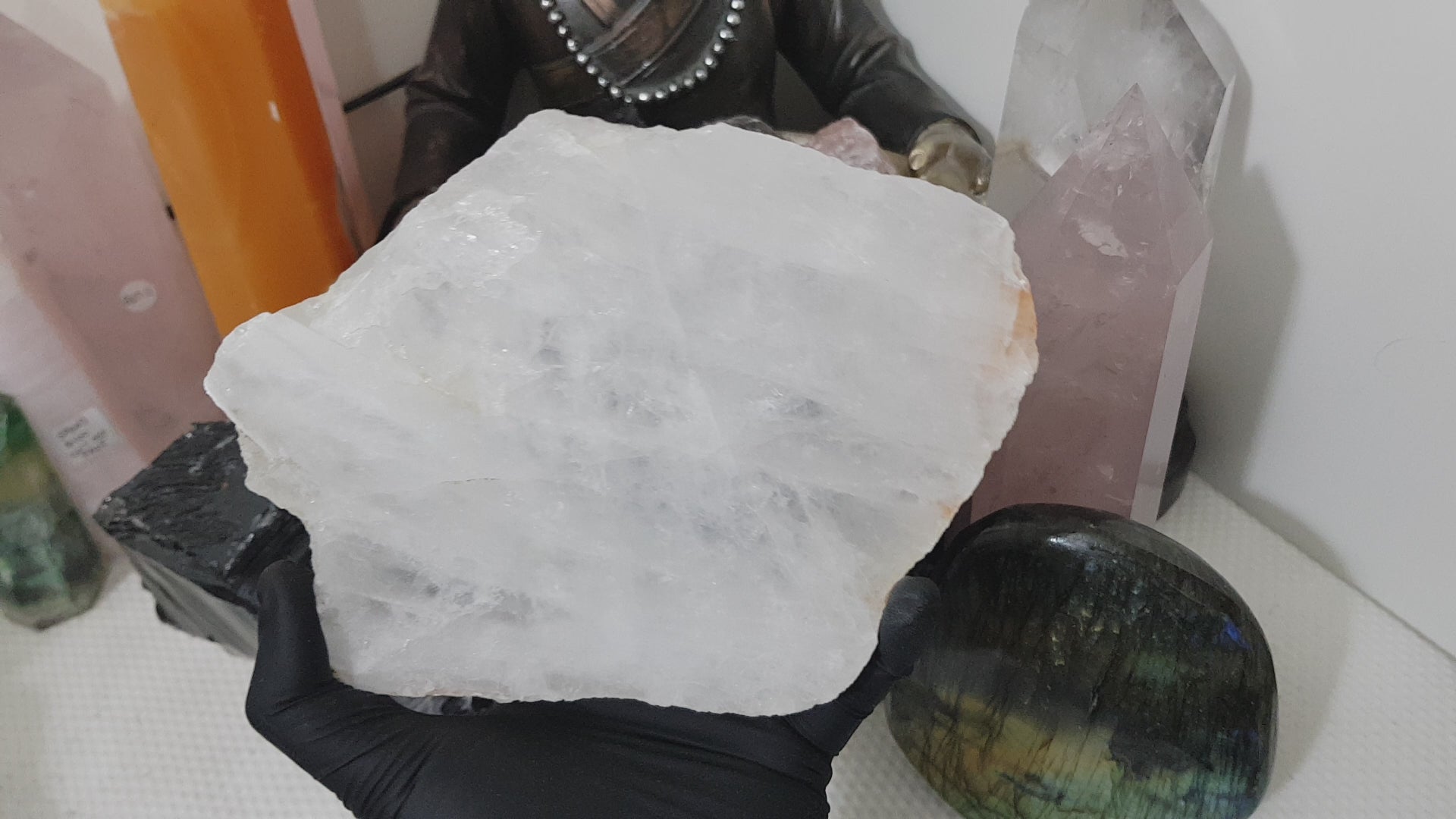 Polished Clear Quartz Crystal Slice Madagascar Display Piece 17.5cm