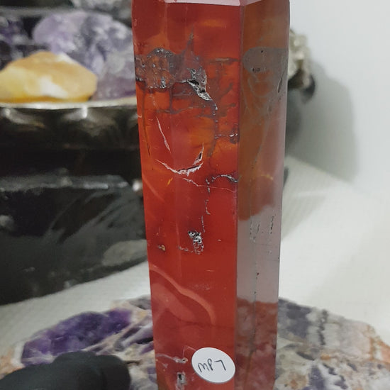 Mookaite crystal point tower polished Australian jasper standing point with natural earthy colours