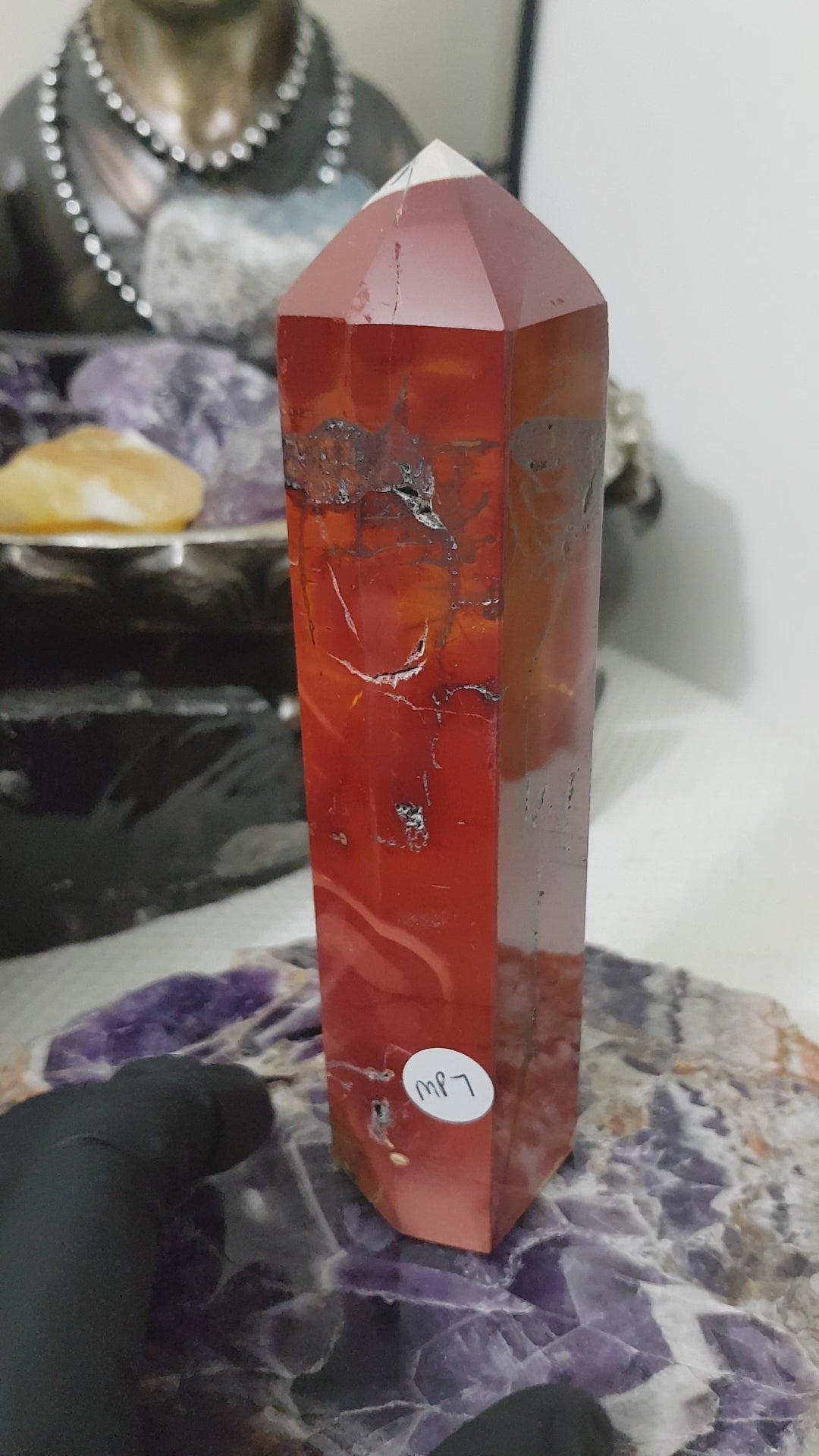 Mookaite crystal point tower polished Australian jasper standing point with natural earthy colours