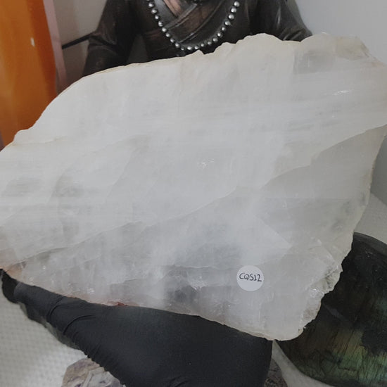 Polished Clear Quartz Crystal Slice Madagascar Display Piece 23cm