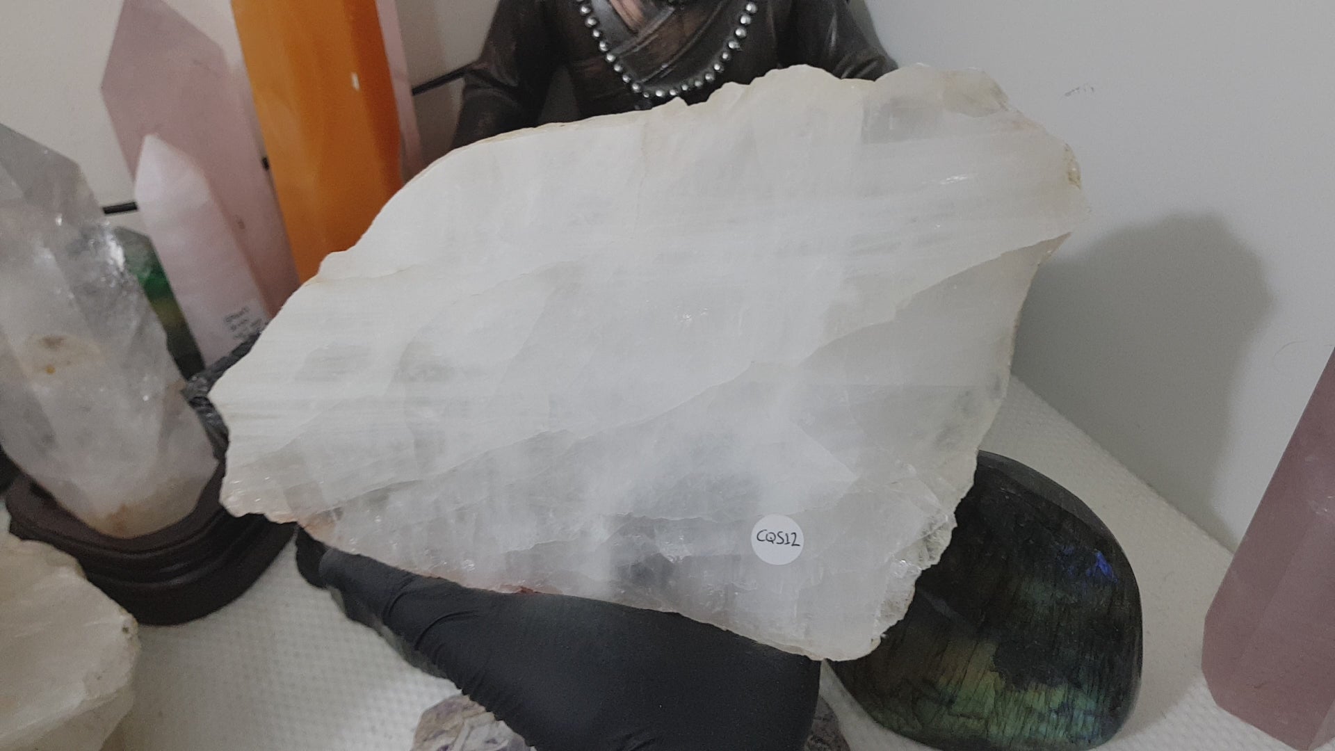 Polished Clear Quartz Crystal Slice Madagascar Display Piece 23cm