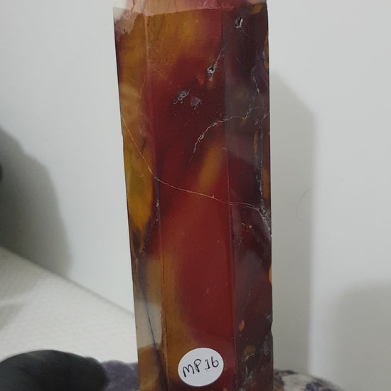 Mookaite crystal point tower polished Australian jasper standing point with natural earthy colours