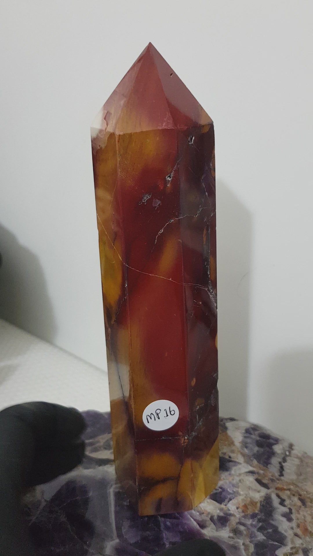 Mookaite crystal point tower polished Australian jasper standing point with natural earthy colours