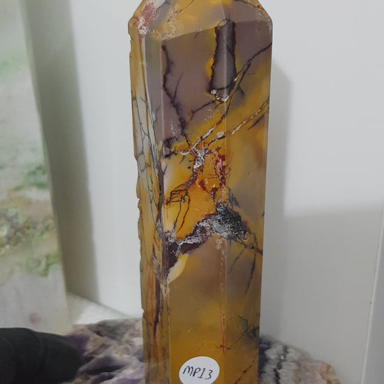 Mookaite crystal point tower polished Australian jasper standing point with natural earthy colours