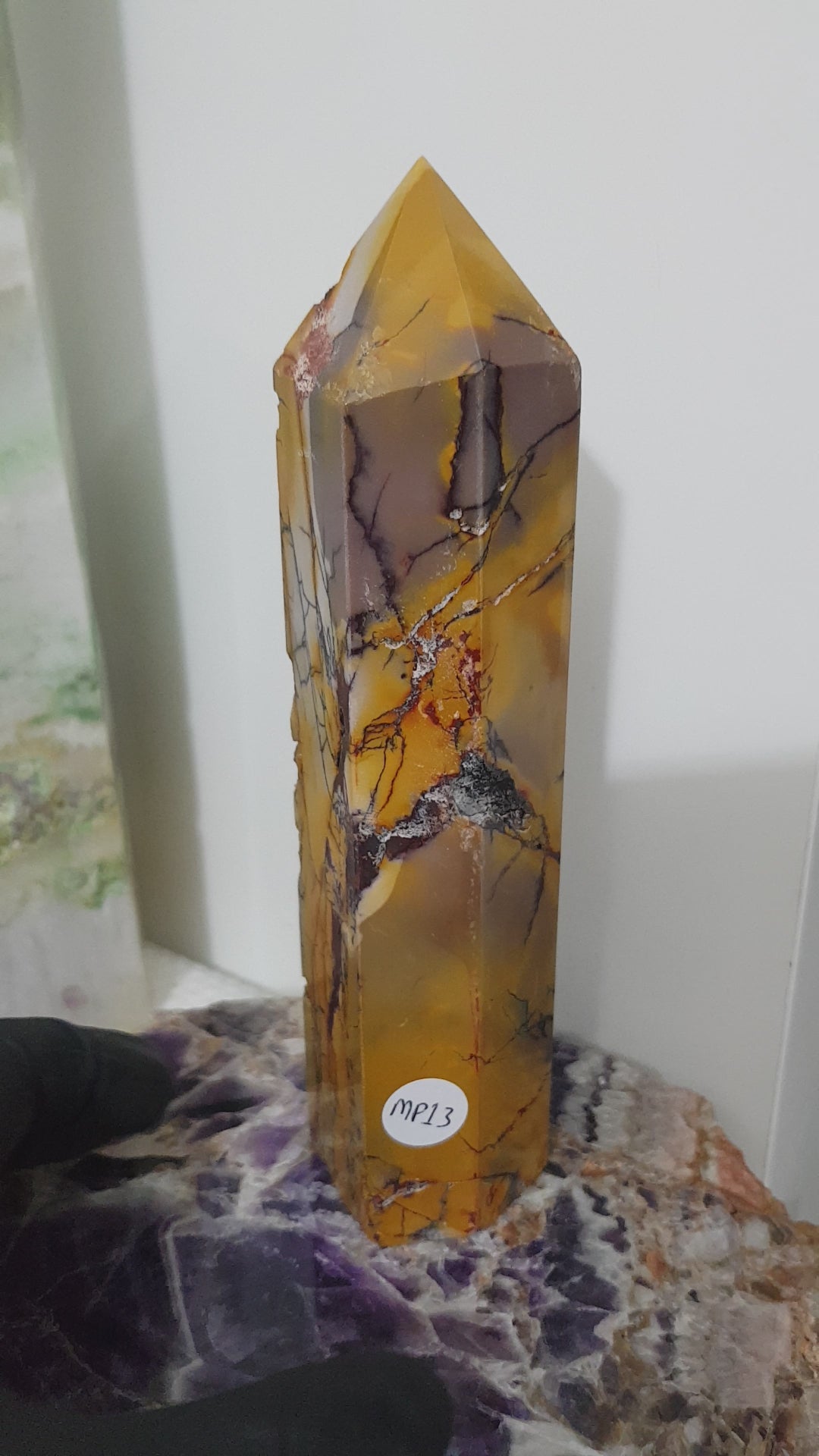 Mookaite crystal point tower polished Australian jasper standing point with natural earthy colours