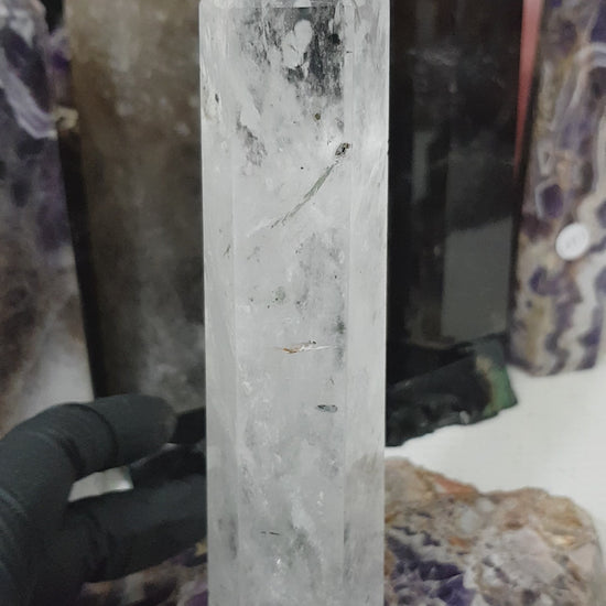Polished Brazilian Clear quartz crystal point tower 17.5cm