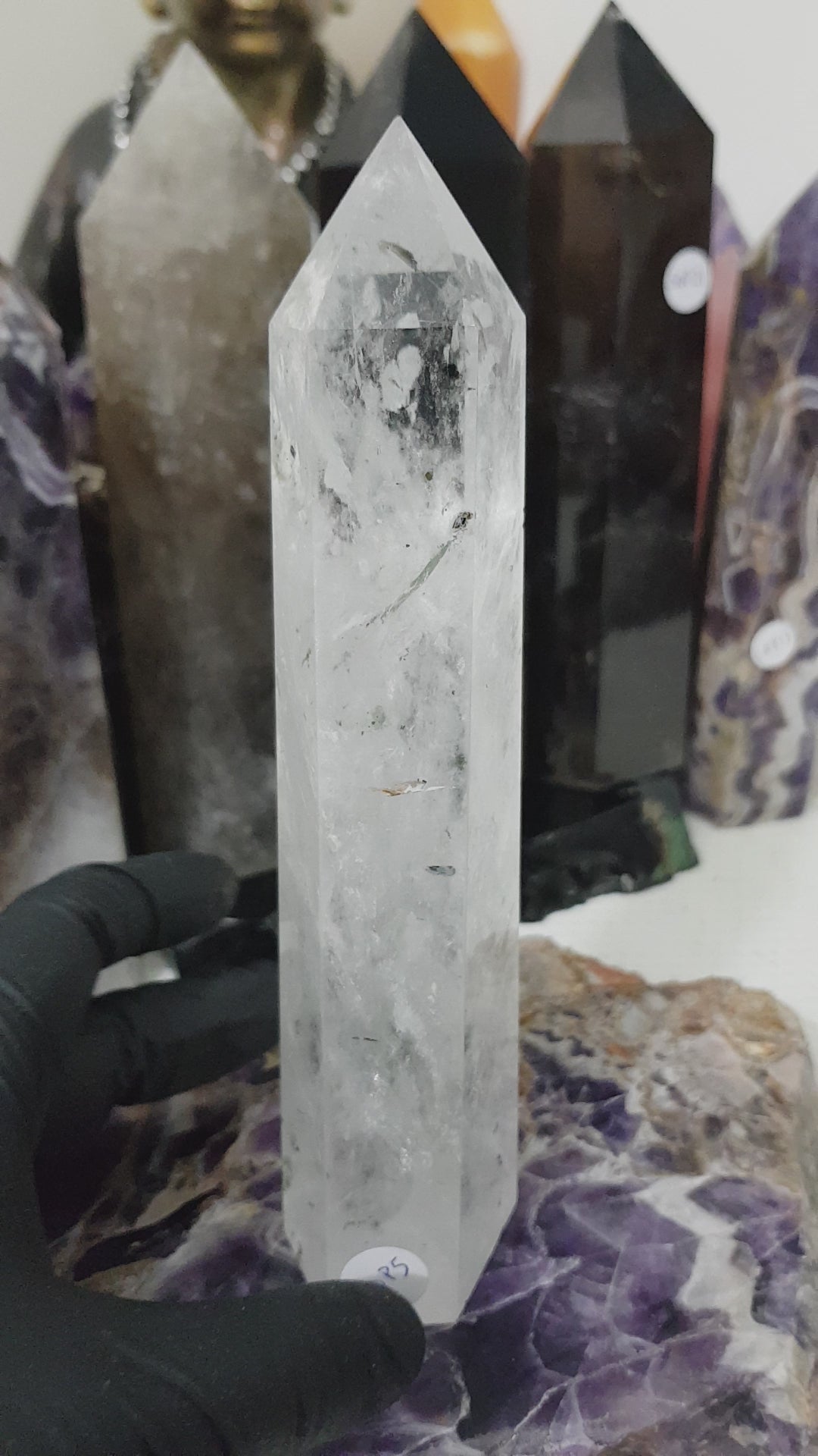 Polished Brazilian Clear quartz crystal point tower 17.5cm