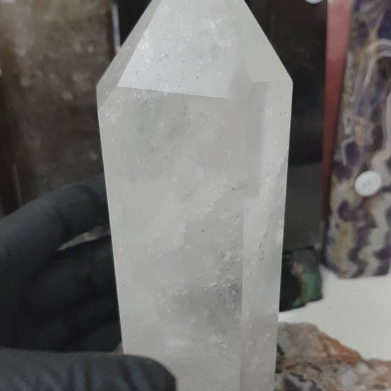 Polished Brazilian Clear quartz crystal point tower 17cm