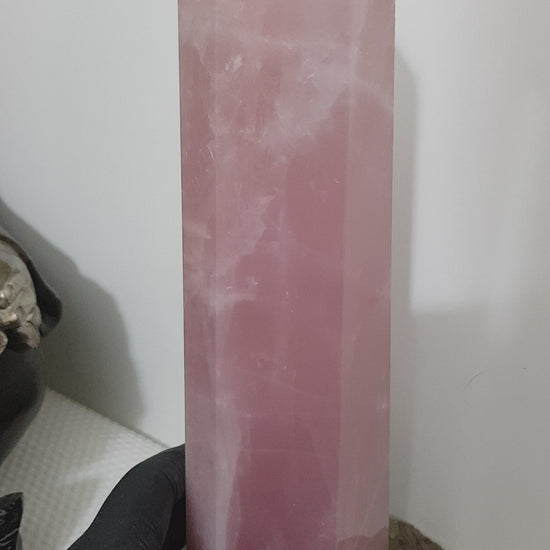 Rose Quartz crystal point tower polished standing specimen from Brazil 22cm