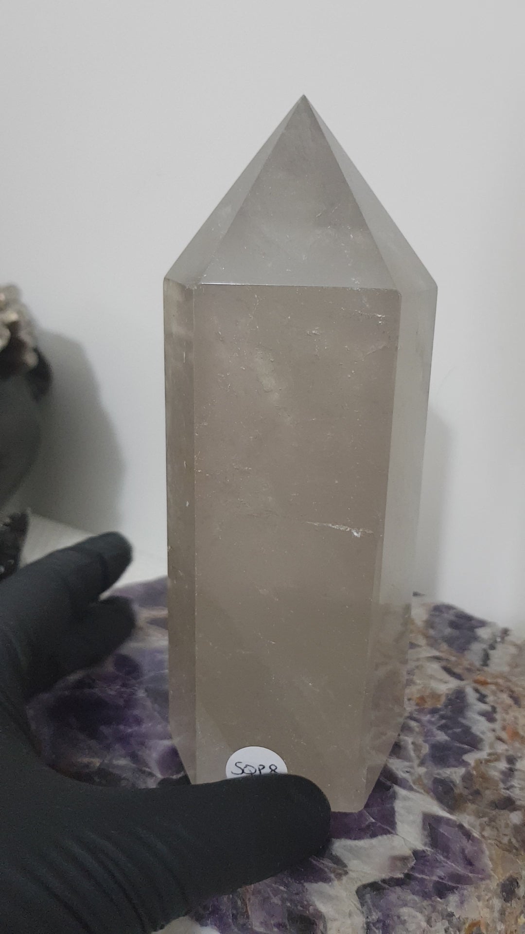 Smoky Quartz crystal point tower polished Brazil smoky brown standing point 15cm
