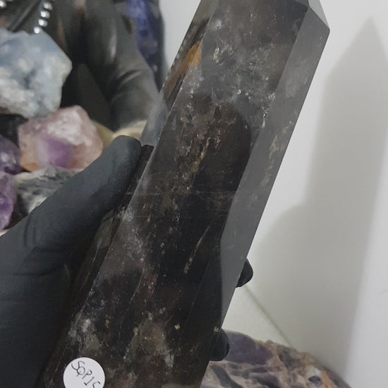 Smoky Quartz crystal point tower polished Brazil smoky brown standing point 18.5cm