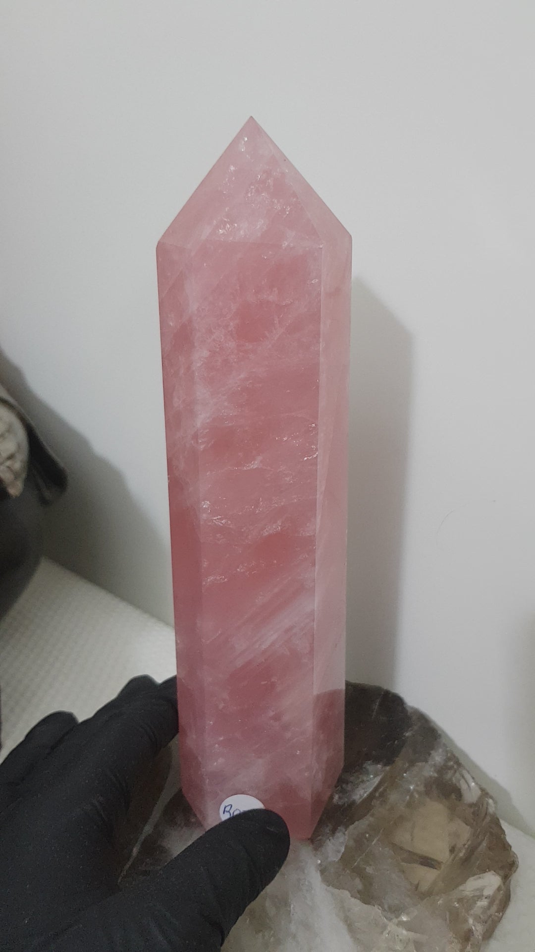 Rose Quartz crystal point tower polished standing specimen from Brazil 20cm