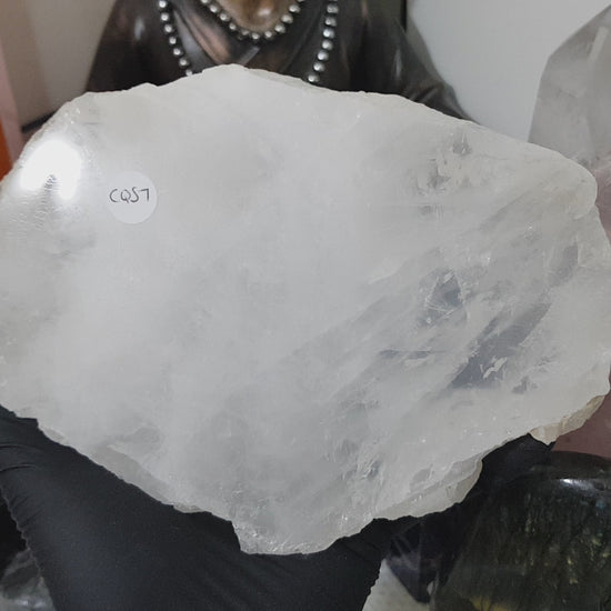 Polished Clear Quartz Crystal Slice Madagascar Display Piece 19cm