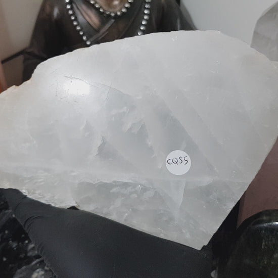 Polished Clear Quartz Crystal Slice Madagascar Display Piece 17.5cm