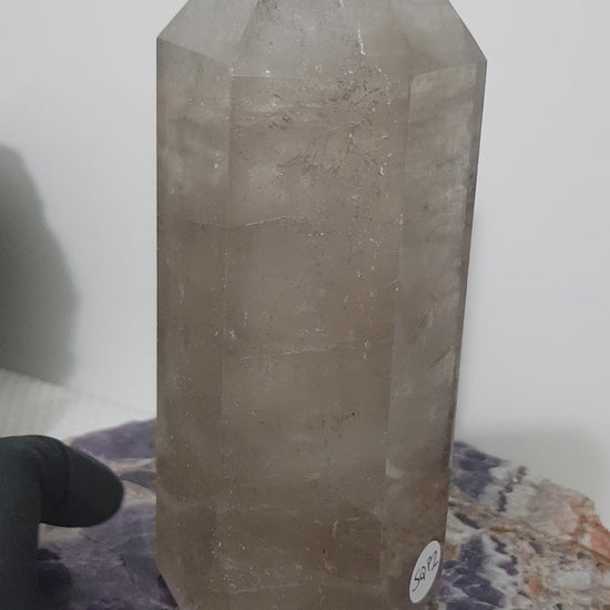Smoky Quartz crystal point tower polished Brazil smoky brown standing point 16cm