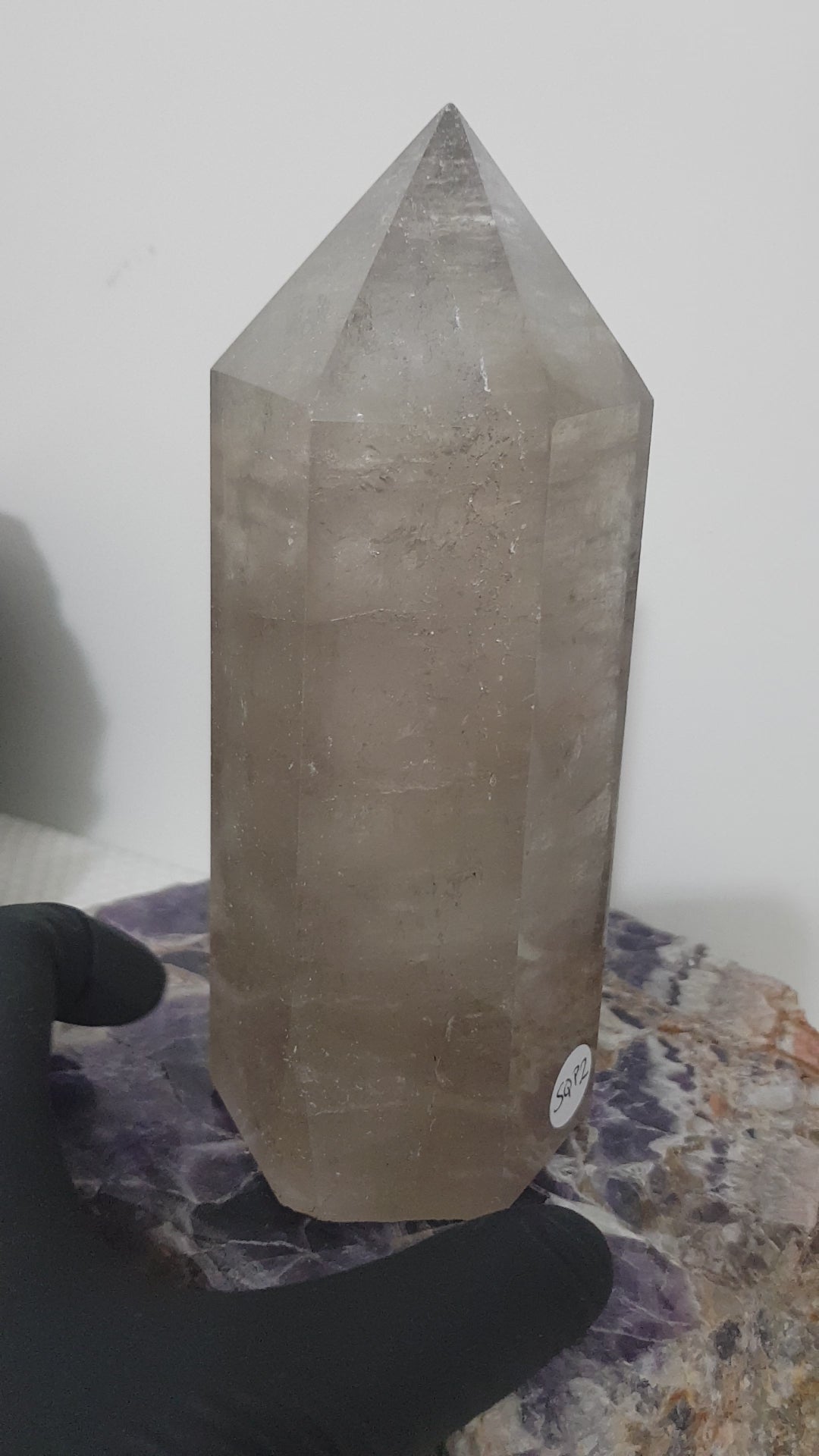 Smoky Quartz crystal point tower polished Brazil smoky brown standing point 16cm