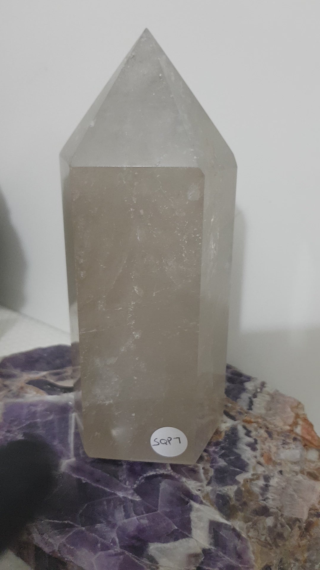 Smoky Quartz crystal point tower polished Brazil smoky brown standing point 15.5cm