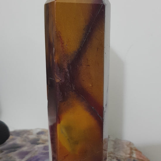 Mookaite crystal point tower polished Australian jasper standing point with natural earthy colours