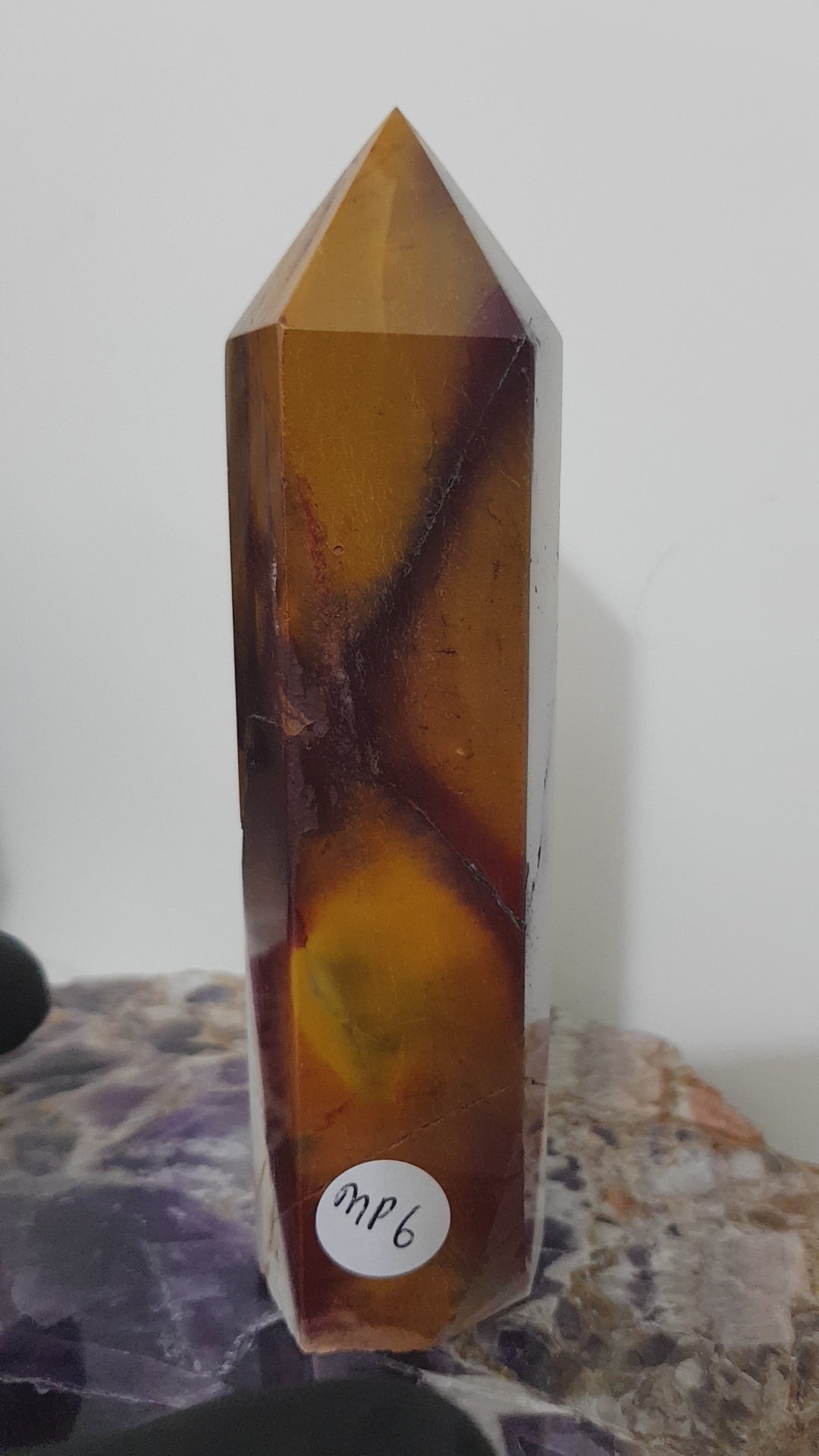 Mookaite crystal point tower polished Australian jasper standing point with natural earthy colours