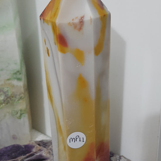 Mookaite crystal point tower polished Australian jasper standing point with natural earthy colours