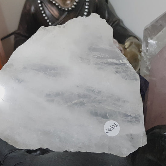 Polished Clear Quartz Crystal Slice Madagascar Display Piece 16cm