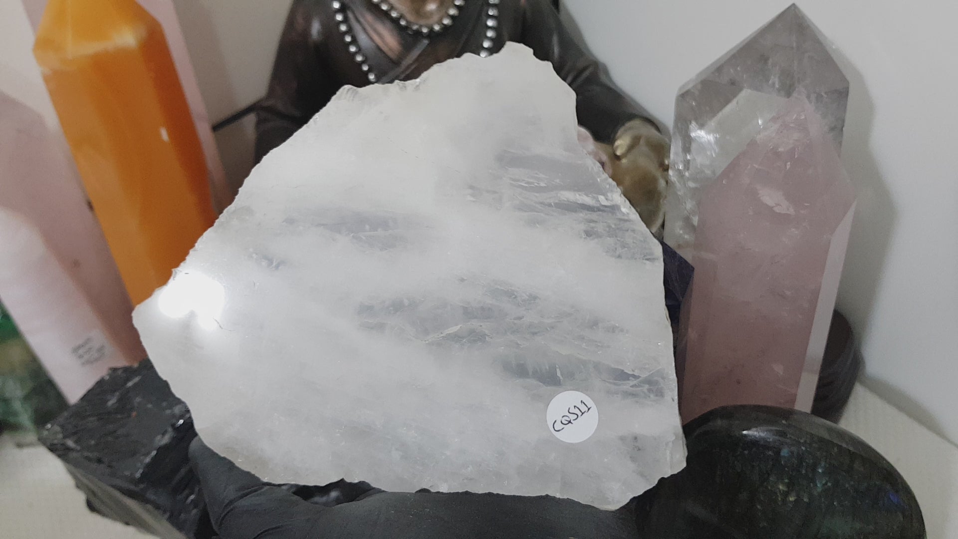 Polished Clear Quartz Crystal Slice Madagascar Display Piece 16cm
