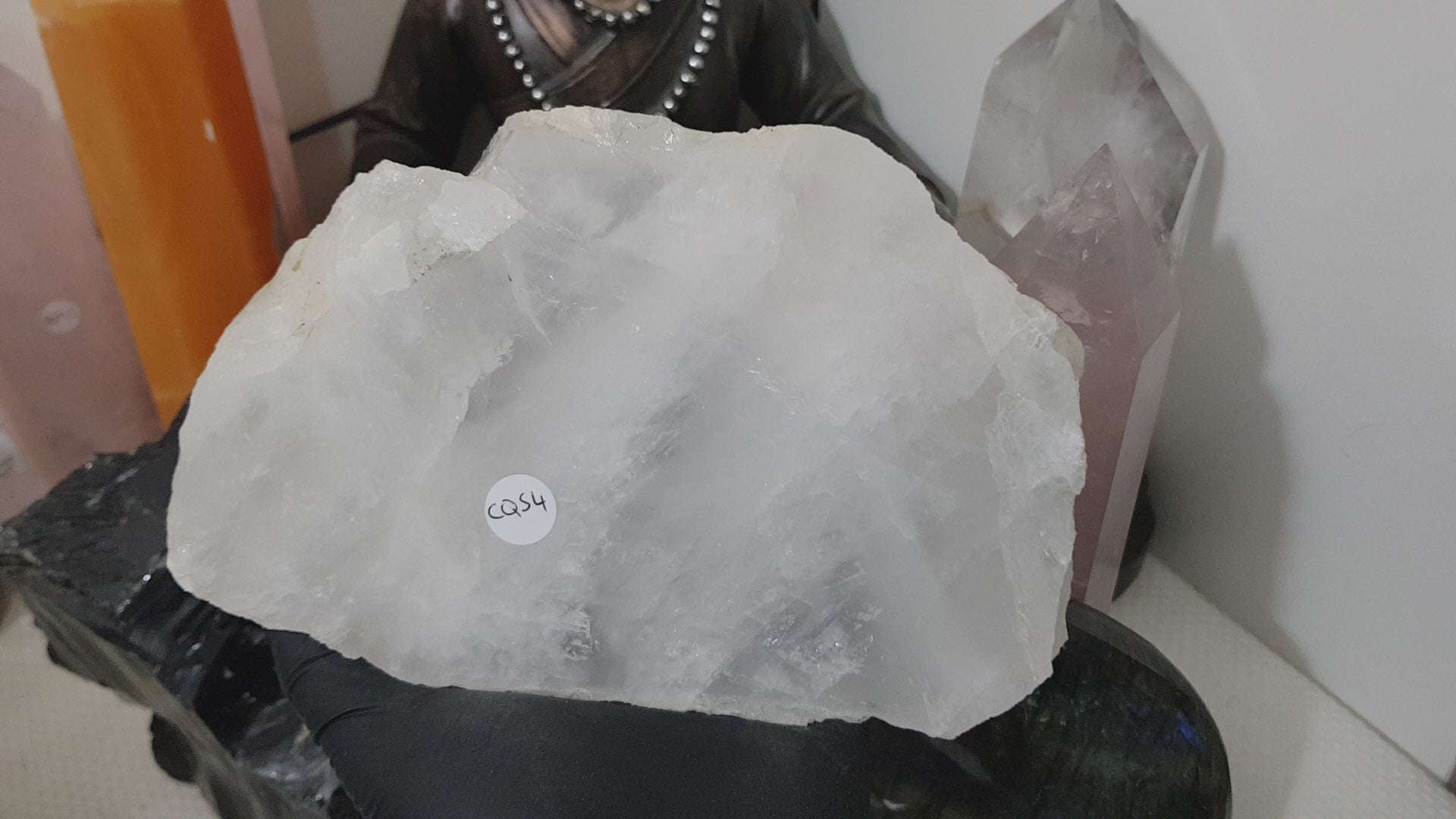 Polished Clear Quartz Crystal Slice Madagascar Display Piece 18.5cm