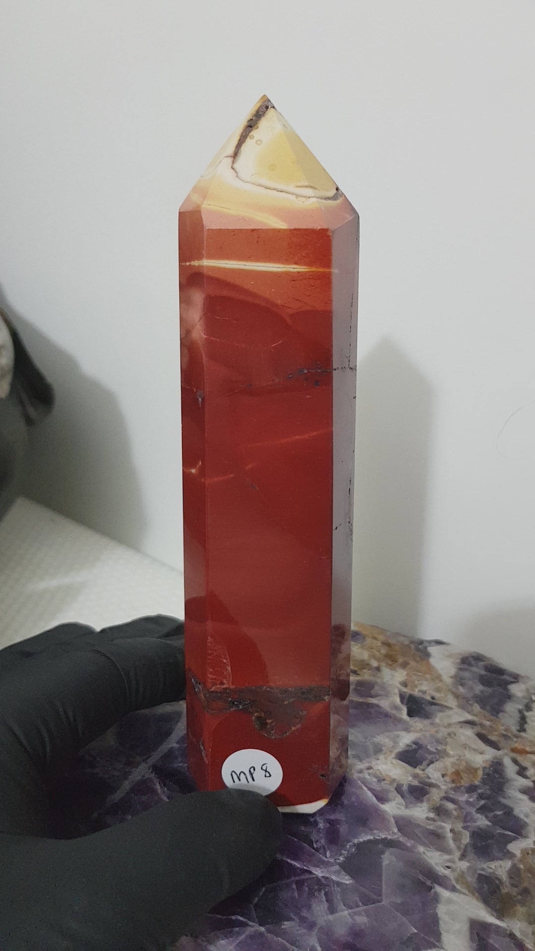 Mookaite crystal point tower polished Australian jasper standing point with natural earthy colours