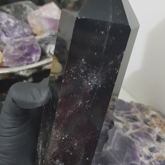 Smoky Quartz crystal point tower polished Brazil smoky brown standing point 17.5cm