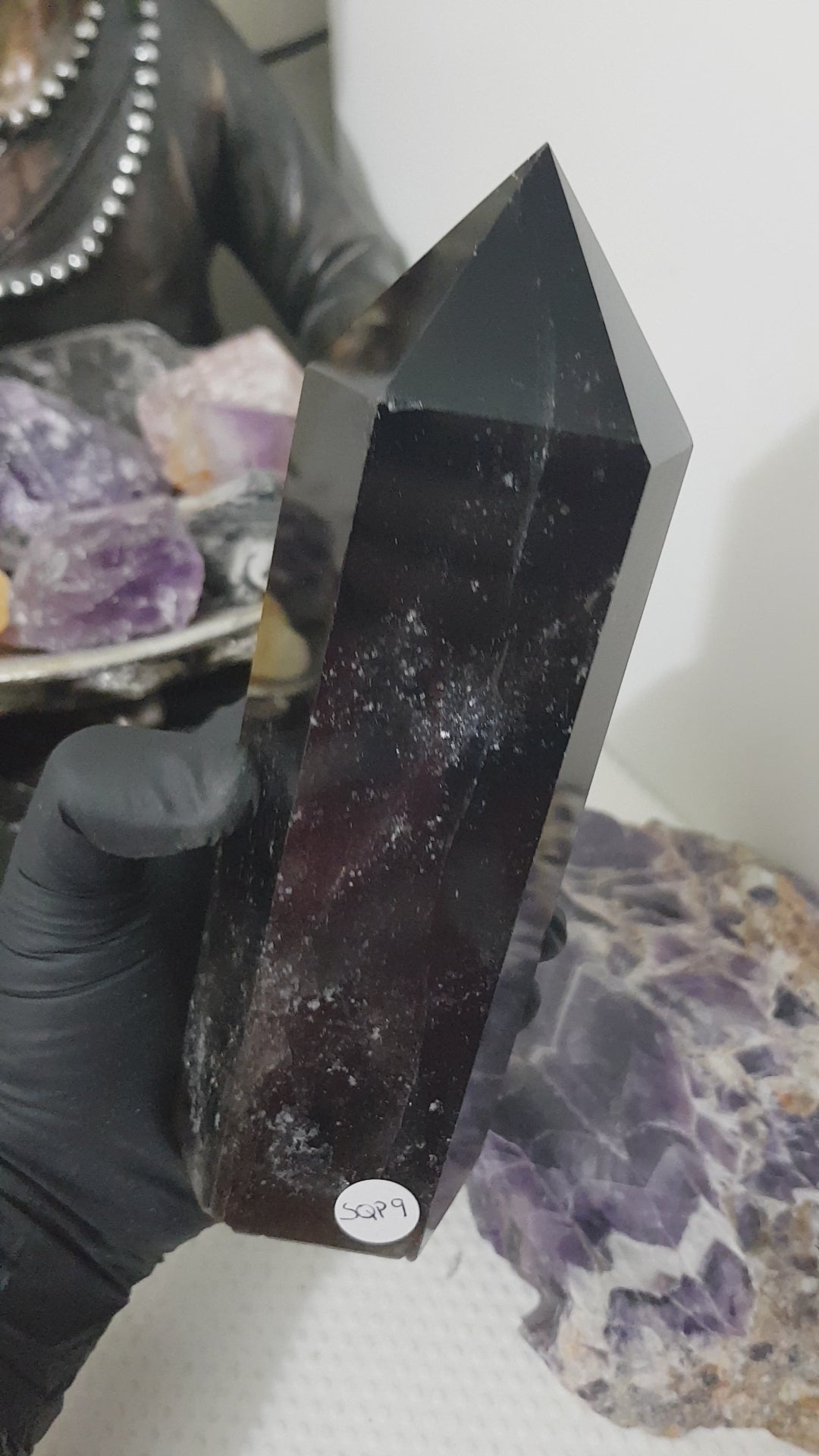 Smoky Quartz crystal point tower polished Brazil smoky brown standing point 17.5cm