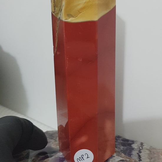 Mookaite crystal point tower polished Australian jasper standing point with natural earthy colours