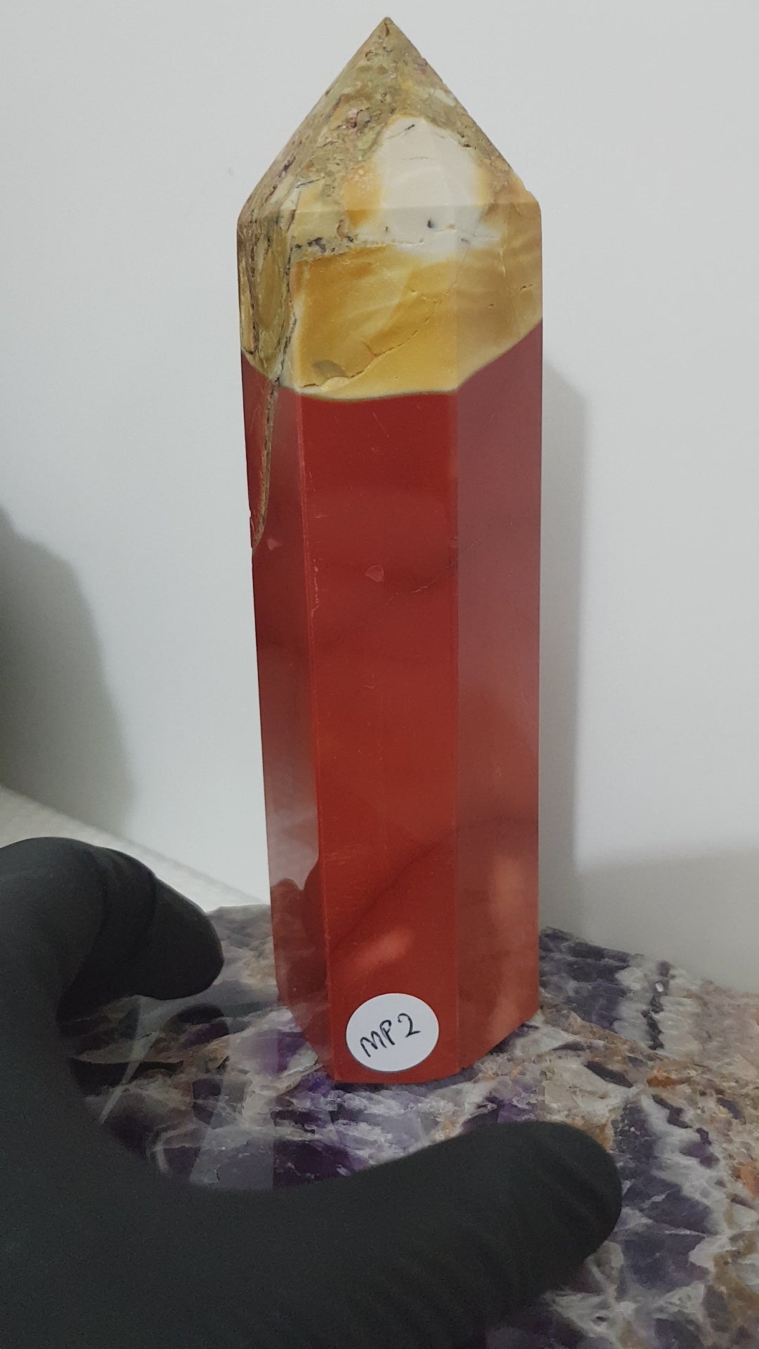Mookaite crystal point tower polished Australian jasper standing point with natural earthy colours